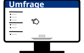 Symbol einer Online-Umfrage auf Computermonitor
