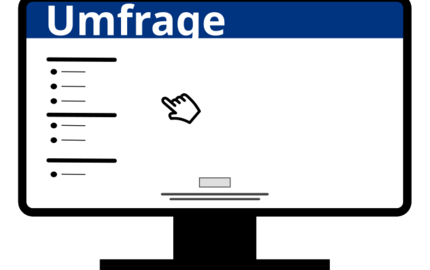 Symbol einer Online-Umfrage auf Computermonitor